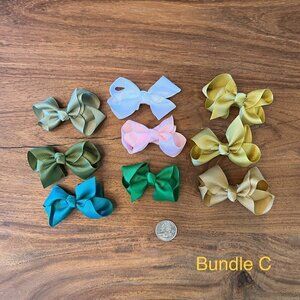 Grosgrain Ribbon Bow x9 Assorted Colors Bundle C
